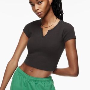 Aritzia TNA waffle knit notch t shirt